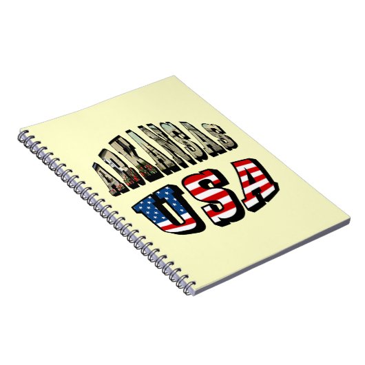 アーカンソー写真と米国国旗の文字 ノートブック (右側)