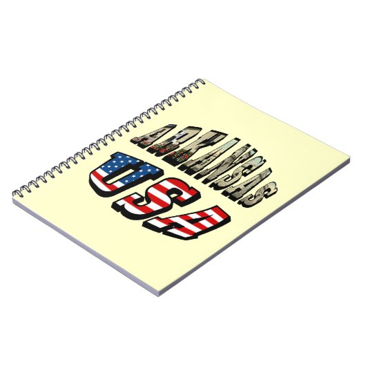 アーカンソー写真と米国国旗の文字 ノートブック (左側)