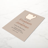 アーカンソー地図ウェディング保存日付バラ金ゴールド 箔招待状 (回転した状態)