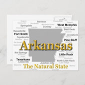 アーカンソー地図シルエット ポストカード (正面/裏面)