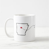 アーカンソー州からミネソタ州へ – ハート2ハートコーヒーマグ コーヒーマグカップ (左)