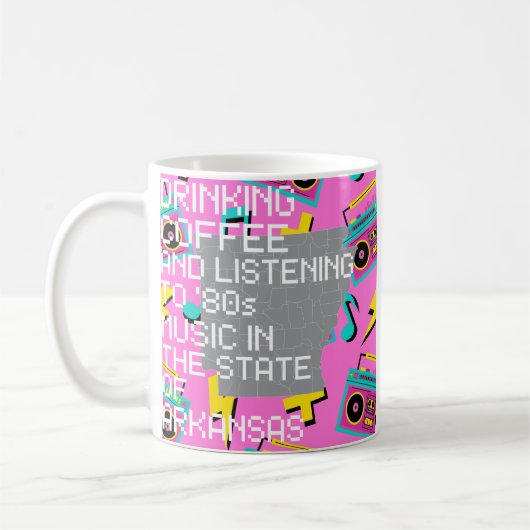 アーカンソー州でのコーヒーと80年代の音楽 コーヒーマグカップ (左)