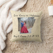 アーカンソー州に住む古い地図州の形をした写真 クッション (ブランケット)