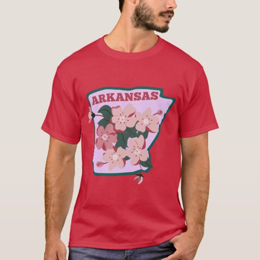 アーカンソー州のりんごの花の花の水彩ステッカー Tシャツ (正面)