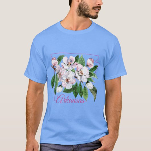 アーカンソー州のアップルの花の水彩ステッカー Tシャツ (正面)