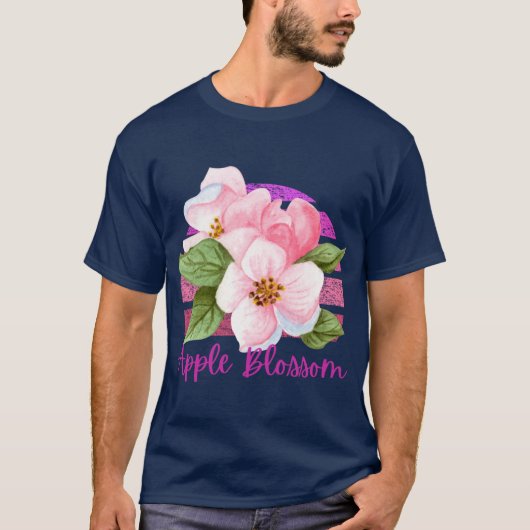 アーカンソー州のアップルの花の花水彩ステッカー Tシャツ (正面)