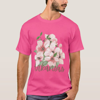 アーカンソー州のアップルブロッサムフラワーの水彩ステ Tシャツ