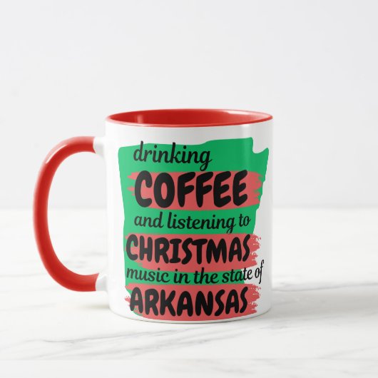 アーカンソー州のクリスマス音楽とコーヒー マグカップ (左)