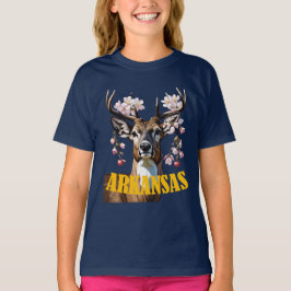 アーカンソー州のシカとリンゴの花 Tシャツ