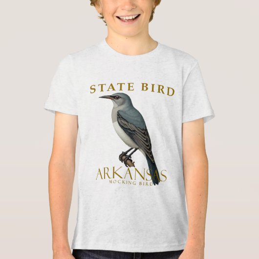 アーカンソー州のマネシツグミの鳥のデザイン トライブレンドTシャツ (正面)