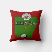 アーカンソー州の地図、紋章、偽の州クォーター クッション (裏面)