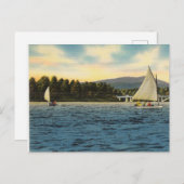 アーカンソー州ハミルトン湖のハガキ帆船 ポストカード (正面/裏面)