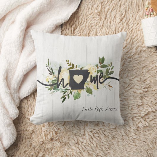 アーカンソー州パーソナライズされたユアホームシティ素朴 クッション (ブランケット)