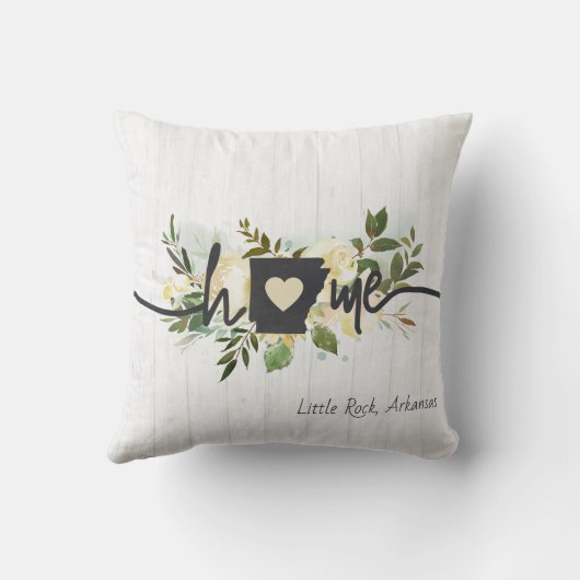 アーカンソー州パーソナライズされたユアホームシティ素朴 クッション (裏面)