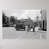 アーカンソー州ファイエットビルのダウンタウン， 1930年代 ポスター (正面)