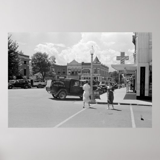 アーカンソー州ファイエットビルのダウンタウン, 1930年代 ポスター (正面)