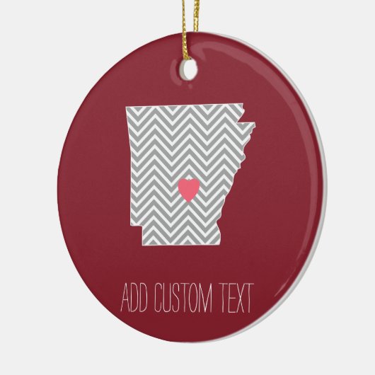 アーカンソー州マップカスタム赤いハートと名前 セラミックオーナメント (左)