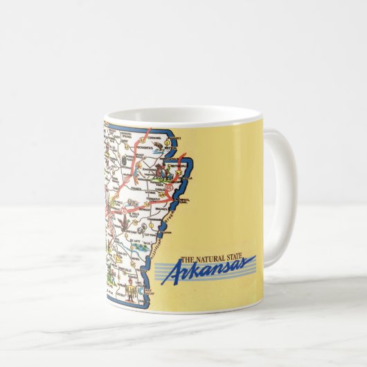 アーカンソー州マップマグ コーヒーマグカップ (正面右)