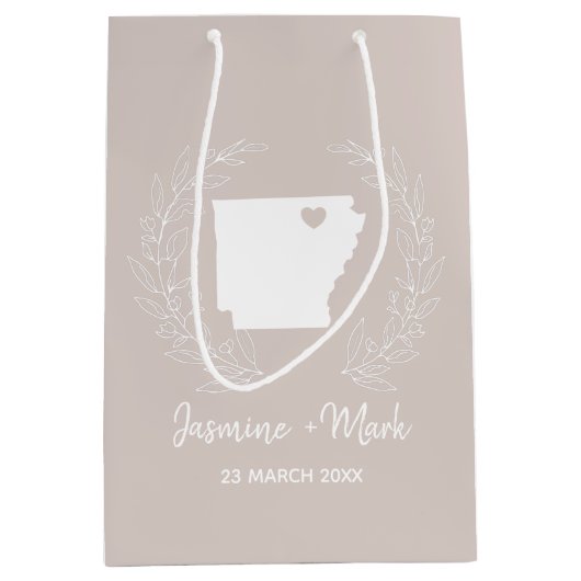 アーカンソー州マップ宛先ウェディングの好意  ミディアムペーパーバッグ (正面)