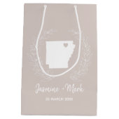 アーカンソー州マップ宛先ウェディングの好意  ミディアムペーパーバッグ (裏面)