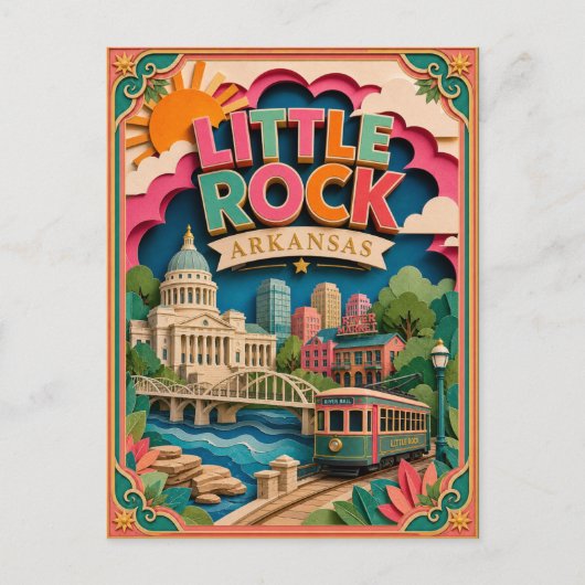 アーカンソー州リトルロックのペーパーアート ポストカード (正面)