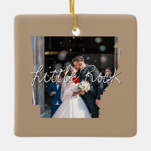 アーカンソー州写真インサートと町名 セラミックオーナメント (正面)