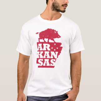 アーカンソー州地図のアウトラインの豚 ライザーバックの国 Tシャツ