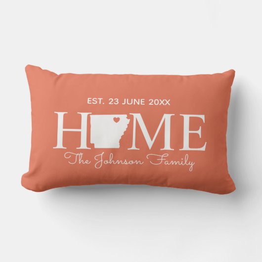 アーカンソー州地図ファパーソナライズされたミリ ランバークッション (正面)