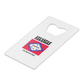 アーカンソー州旗とモットー クレジットカード栓抜き (正面アングル)