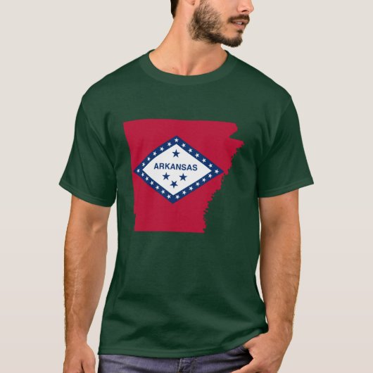 アーカンソー州旗の地図 Tシャツ (正面)