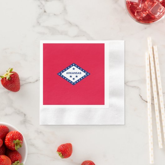 アーカンソー州旗デザイン 縁ありカクテルナプキン (インサイチュ)