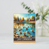 アーカンソー州，キャサリン湖 |ヴィンテージ絵画ー ポストカード (スタンド正面)