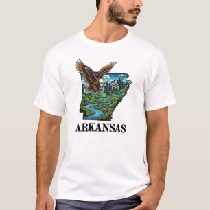 アーカンソー州 タトゥースタイル ハクトウワシ 山々 Tシャツ