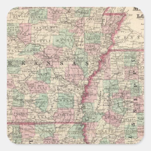 アーカンソー州、ミシシッピ州、ルイジアナ州 スクエアシール (正面)