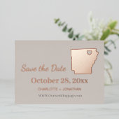 アーカンソー州 結婚式 Save The Date ローズゴールド 箔招待状 (立ち正面)