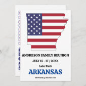 アーカンソー懇親会州マップ米国国旗 招待状 (正面/裏面)