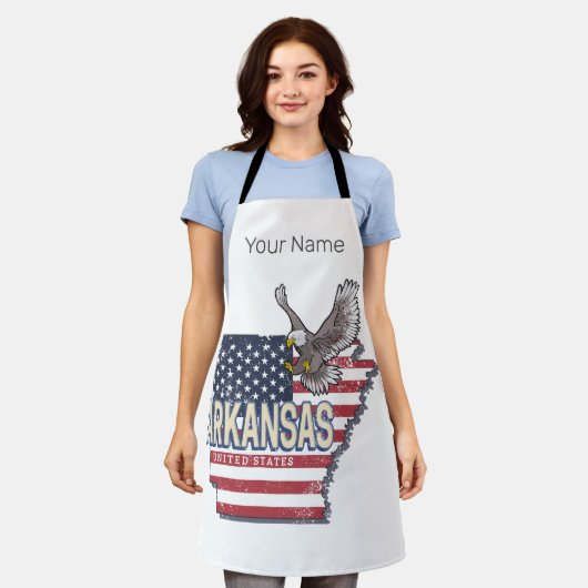 アーカンソー統一されたス州レトロマップヴィンテージUSA エプロン (着用した状態)