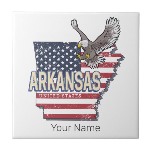 アーカンソー統一されたス州レトロマップヴィンテージUSA タイル (正面)