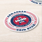 アーカンソー赤白青タイポグラフィ ラウンドペーパーコースター (アングル)