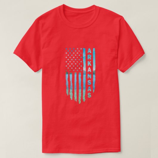 アーカンソー魚釣り米国国旗 Tシャツ (デザイン正面)