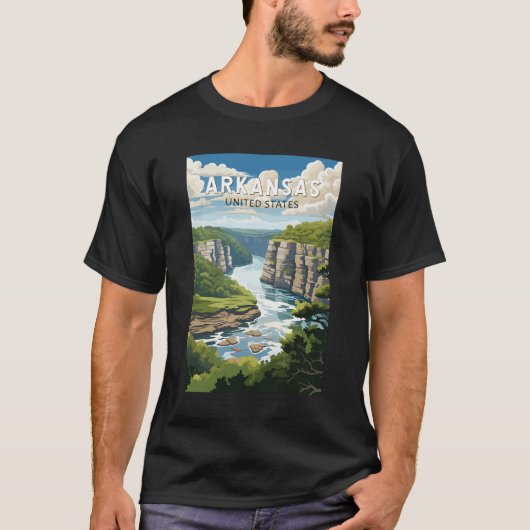 アーカンソー・トラベル・アート・ヴィンテージ Tシャツ (正面)
