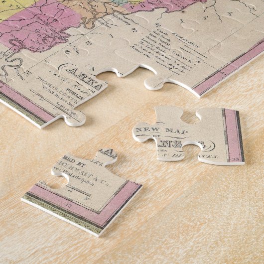 アーカンソー(1853年)のヴィンテージの地図 ジグソーパズル (側面)