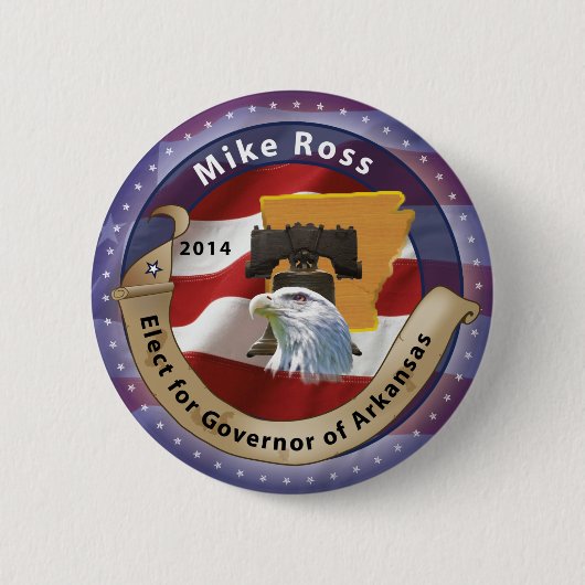 アーカンソー- 2014年の知事のためのマイクロスを選んで下さい 缶バッジ (正面)