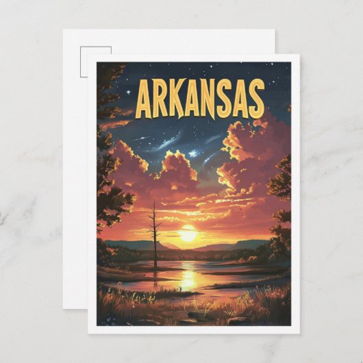 アーカンソーUSAヴィンテージイラストレーション旅行 ポストカード (正面/裏面)