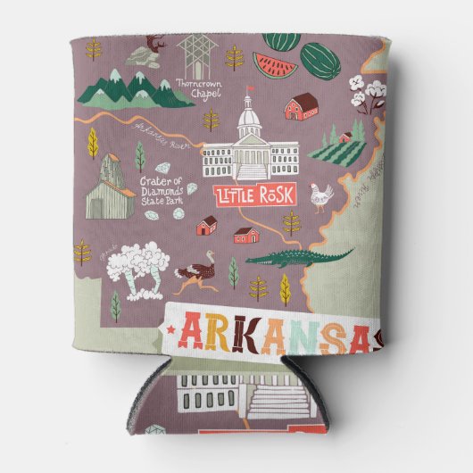 アーカ図解入りの、写真付きのンソー州：米国旅行地図 缶クーラー (正面)