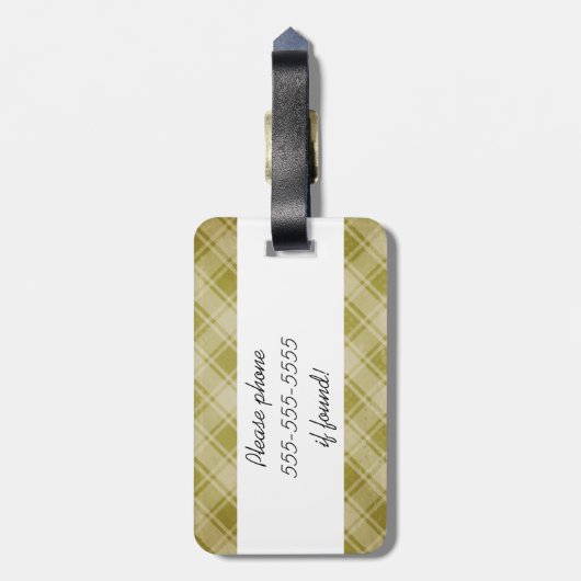 アーガイルおよび格子縞の荷物のラベル ラゲッジタグ (裏面縦)