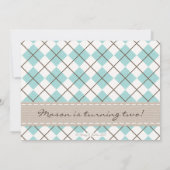 アーガイルのタイの小さな男の子の写真の誕生日パーティーの招待状 招待状 (裏面)