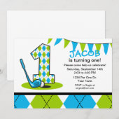 アーガイルゴルフ1歳誕生日 招待状 (正面/裏面)