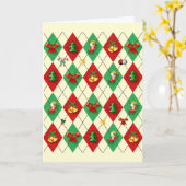 アーガイルダイヤモンドクリスマス カード (黄色い花)