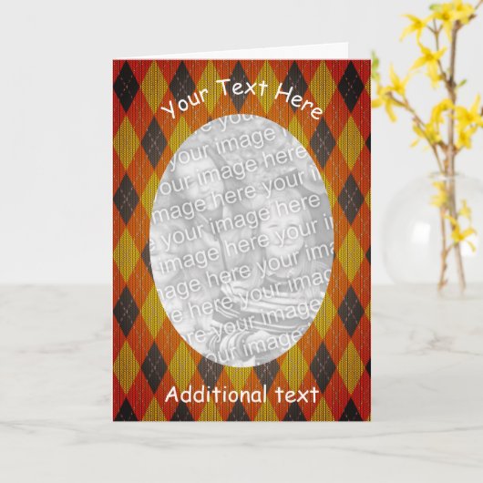 アーガイルデザインフレパーソナライズされたーム カード (黄色い花)